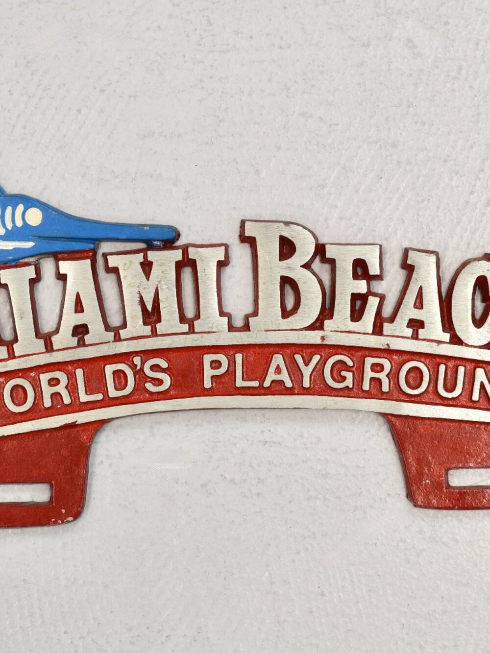 Vintage 1950s Miami Beach Florida Novelty Mid Century License Plate Frame Holder